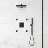 Thermostatic Shower System Black Shower Head with 4 Body Jets and Hand Shower, 12 Inches