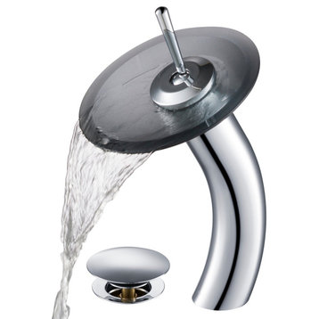 Kraus KGW-1700-PU-10-BLFR Waterfall 1 Hole Vessel Bathroom Faucet - Chrome