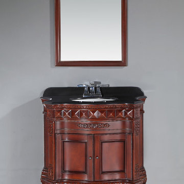 OVE Decors Buckingham Dark Cherry Vanity With Black Granite Top