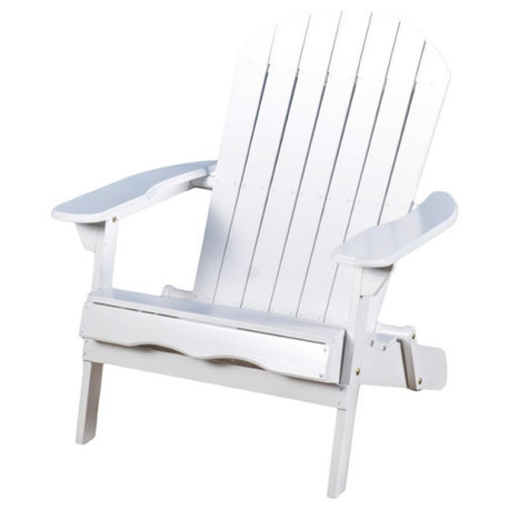 Noble House Hanlee Outdoor Rustic Acacia Wood Folding Adirondack Chair in White