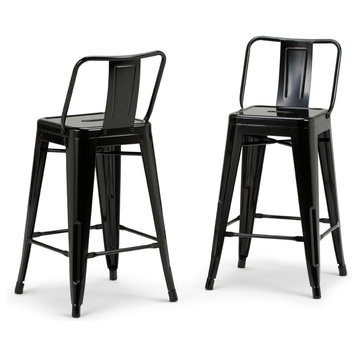 Rayne Industrial Metal 24 Inch Counter Height Stool (Set Of 2) In Black