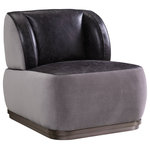 Acme Furniture - Decapre Accent Chair, Antique Slate Top Grain Leather and Grey Velvet - The Decapree accent chair may steal the spotlight in your living room. Upholstered in antique slate top grain leather and gray velvet, the stunning contrast between color and texture beckons you to explore all the features that makes this lounge unique.