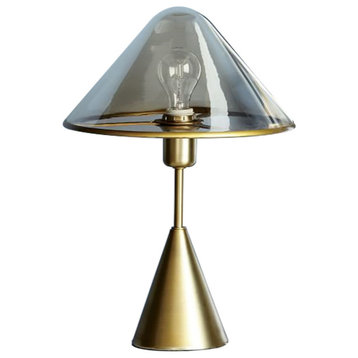 Amber Mushroom LED Light Glass Table Lamp, Clear