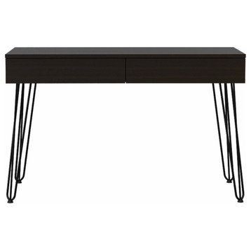 Oakland Writing Desk with 2 Drawers, Hairpin Legs, Black