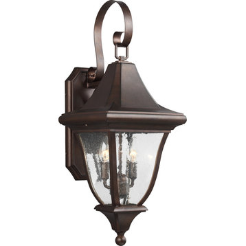 Oakmont 2-Light Outdoor Wall Lantern, Patina Bronze, Clear Seeded