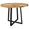 Round Reclaimed Wood Dining Table With Metal Pedestal Base, 34"x30h"