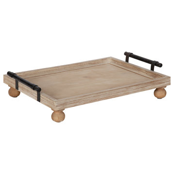 Bruillet Wooden Footed Tray, Brown 12x16