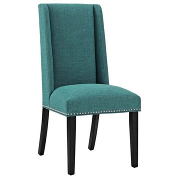 Hawthorne Collections 20.5" Modern Fabric Dining Side Chair in Teal Blue