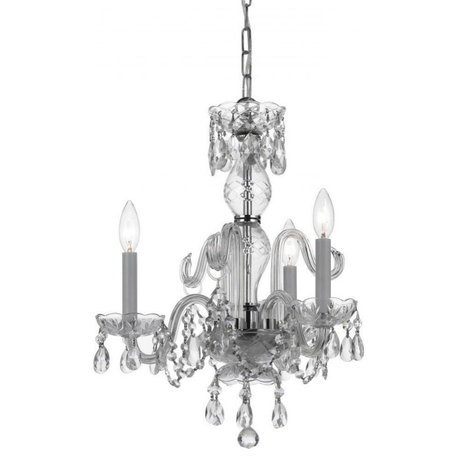 Traditional 3 Light Clear Swarovski Strass Crystal Chrome Mini Chandelier