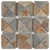 Crag 12"x12" Natural Stone Mosaic Tiles, Slate, Diamond Patchwork