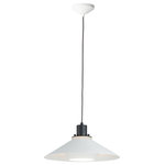 Maxim Lighting - Oslo 15.75" 1-Light Medium Pendant, Matte White/Matte Black - Influenced by early modern Scandinavian design, the Oslo pendants feature a light reveal above the shade as well as an inner shade that reduces glare and creates an interesting lighting effect. Finished in a combination of Matte White shades with Matte Black tops, this design coordinates with any color in a space. Available in 3 sizes, these pendants fit over various size counters as well as smaller dining areas.