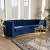 Raelyn Glam Royal Blue Velvet Fabric Gold-Sofa