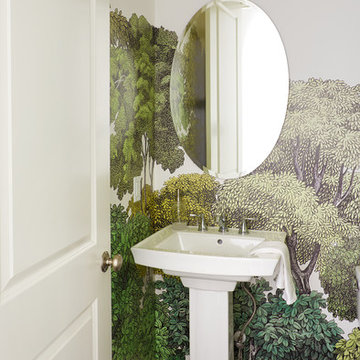 Powder Room with Wall Mural