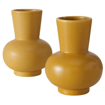 2 Piece Golden Yellow Aryballos Vase Set