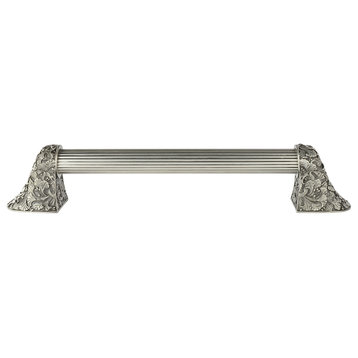 Florid Leaves Appliance Pull, Antique Pewter, 16", Fluted