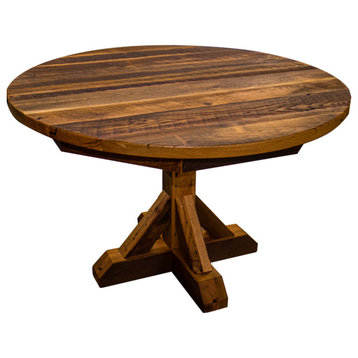 Jackson Reclaimed Wood Round Dining Table, Natural, 48x48, 2 Leaves
