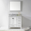 Virtu Caroline Avenue 36" Single Bathroom Vanity, White, Mirror