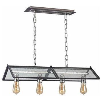Ridgeview 4 Light Chandelier, Weathered Zinc With Polished Nickel Accents