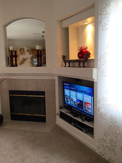 Fireplace next to tv niche