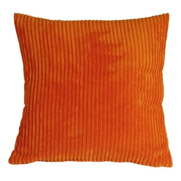 Pillow Decor - Wide Wale Corduroy 18 x 18 Throw Pillows, Dark Orange