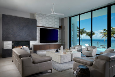 Inspiration for a modern family room remodel in Other