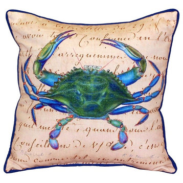 Male Blue Crab Beige Large Indoor/Outdoor Pillow 18x18