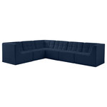 Meridian Furniture - Relax Velvet Upholstered 6-Piece L-Shaped Modular Sectional, Navy - Bolster a contemporary vibe in your living room with this Relax navy modular sectional. Soft navy velvet upholstery offers delicate comfort, making this sectional cozy for anyone who sits in it. Biscuit tufting gives this sectional texture and a modern style, adding extra comfort and elegance to your living space. It's modular design allows you to create infinite configurations, making it a versatile piece to add to your home. A latch underneath the sectional makes it easy to attach to other pieces.