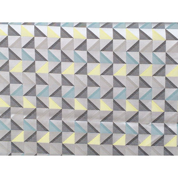 Grey And Yellow Geometric Triangle Curtain Fabric By The Yard Upholstery Fabric