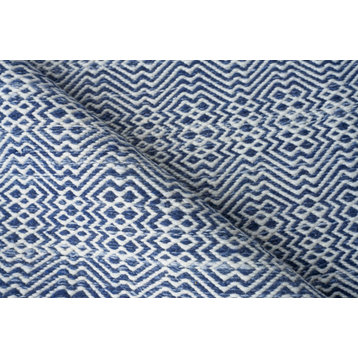 Echo Indoor/Outoor Handmade Flatwoven PET yarn Blue/Ivory Area Rug