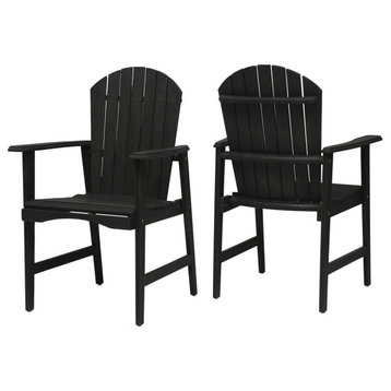 Easter Outdoor Acacia Wood Adirondack Dining Chairs, Set of 2, Dark Gray