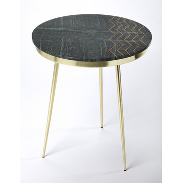 Butler Hollings Green Marble and Brass Accent Table