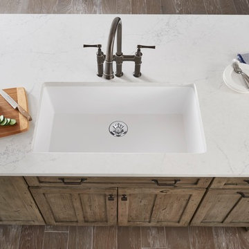 Quartz Luxe Single Bowl Undermount Sink with Perfect Drain, Ricotta