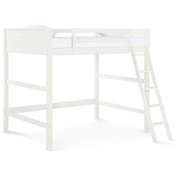 Pemberly Row Modern / Contemporary Wood Full Loft Bed in White Finish