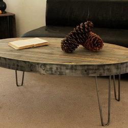 Oval Industrial Reclaimed Wood Table - Coffee Tables