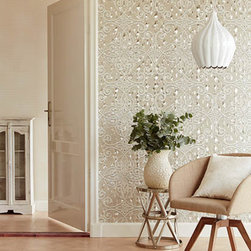 Ilias Taupe OPtical Damask - Wallpaper