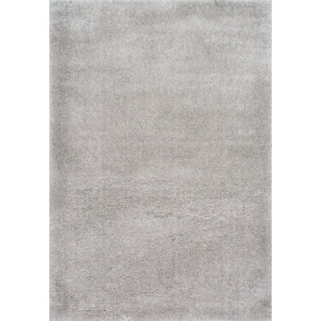 Soft and Plush Cloudy Solid Shag Rug, Silver, 6'7"x9'