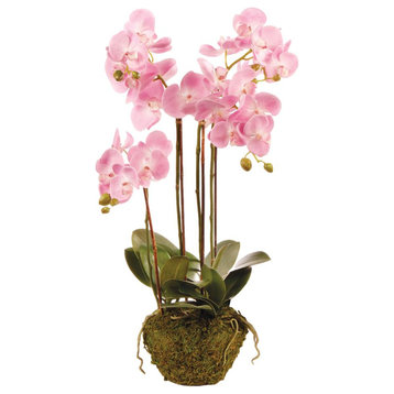 Luxe Pink Phalaenopsis Orchid Faux Floral Artificial Plant 30 in Drop In Flowers