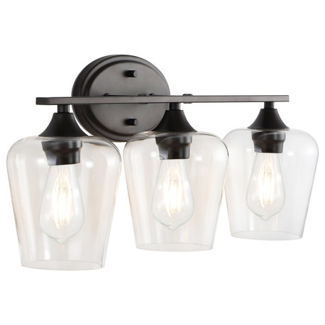 Jayne 1-Light Iron/Glass Cottage LED Vanity Light, Oil Bronze, Width: 23"