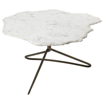 Pinera White Marble w/Antiqued Gold Metal Base Coffee Table