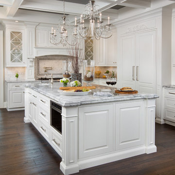Traditional White Kitchen with Hallmark Floors by Kitchen Kraft Inc