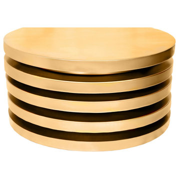 Levels Round Brushed Gold Coffee Table