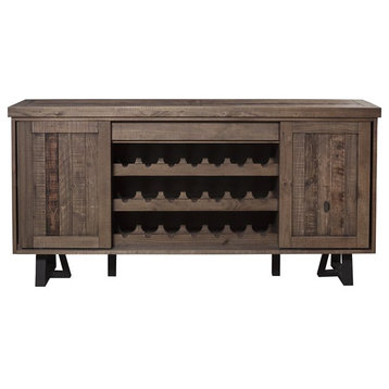 Alpine Furniture Prairie Wood Dining Sideboard with Wine Holder in Natural-Black
