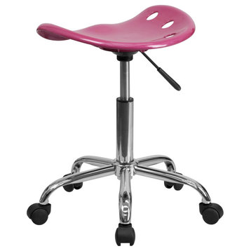 Vibrant Pink Tractor Seat and Chrome Stool