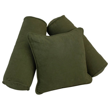 Double-Corded Solid Microsuede Throw Pillows, Set of 3, Hunter Green