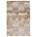 Jaipur Living - Nikki Chu by Jaipur Living Zevi Chevron Area Rug, Beige/Light Pink, 2'6"x12' - Inspired by the African motifs, the Sanaa collection by Nikki Chu is the perfect combination of statement-making patterns and easy-to-decorate-with hues. The Zevi rug boasts a perfectly distressed chevron design in tones of beige, blush, gray, and light taupe. Ivory fringe trim adds texture and vintage allure. This power-loomed rug features a plush and durable blend of polyester and polypropylene, lending the ideal accent to high-traffic spaces.