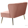Velvet Tufted Loveseat Sofa With Golden Base, Pink