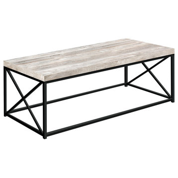 Coffee Table, Accent, Cocktail, Rectangular, Living Room, 44"L, Metal, Beige
