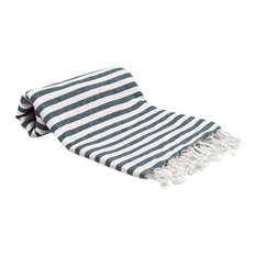 Striped Peshtemal Turkish Towel, Fouta, Ocean Blue