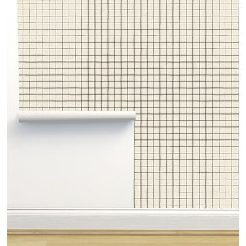 Grid Charcoal Wallpaper by Erin Kendal, Sample 12"x8"