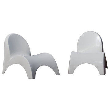 Strata Furniture Angel Trumpet Resin Patio Chairs in White (Set of 2)